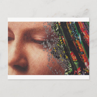 Whimsical Woman Art Collage Postcard