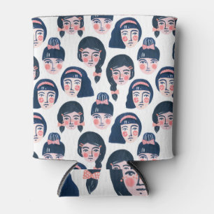 Whimsical Women: Cartoon Face Art Can Cooler