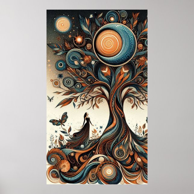 Whimsical Women, Tree and Butterflies Poster (Front)