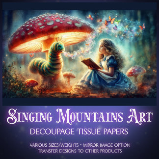 Whimsical Wonderland Alice Caterpillar Decoupage Tissue Paper