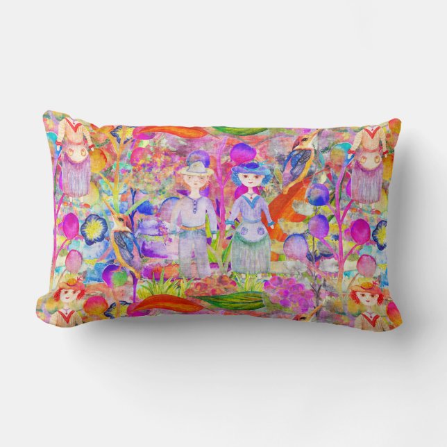 WHIMSICAL WONDERLAND GARDEN LUMBAR PILLOW (Front)