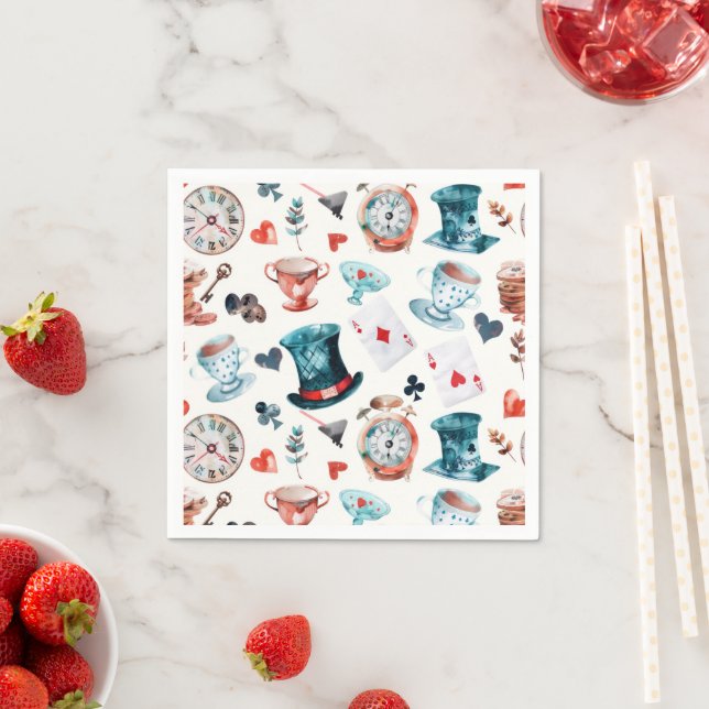 Whimsical Wonderland Tea Party Pattern Napkins (Insitu)