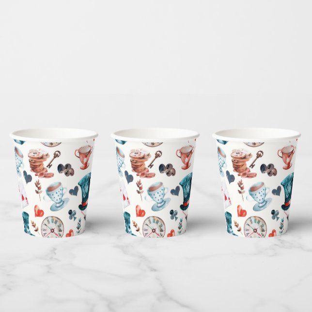 Whimsical Wonderland Tea Party Pattern Paper Cups (Multi)