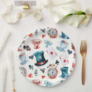 Whimsical Wonderland Tea Party Pattern Paper Plates
