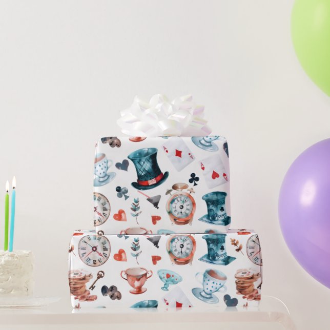 Whimsical Wonderland Tea Party Pattern Wrapping Paper (Party Gifts)