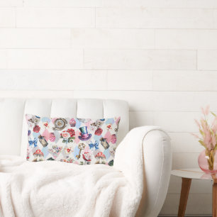 Whimsical Wonderland Watercolor Victorian Pattern Lumbar Pillow