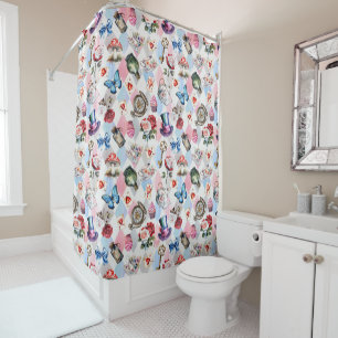 Whimsical Wonderland Watercolor Victorian Pattern Shower Curtain