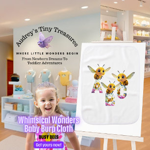 Whimsical Wonders Baby Bees ABC Burp Cloth
