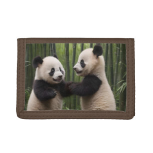 Whimsical Wonders: Baby Pandas Play in Forest Trifold Wallet