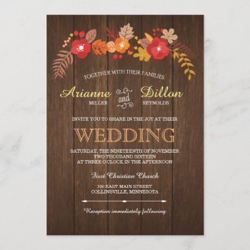 Whimsical Wood & Fall Foliage Wedding Invitation by goskell at Zazzle