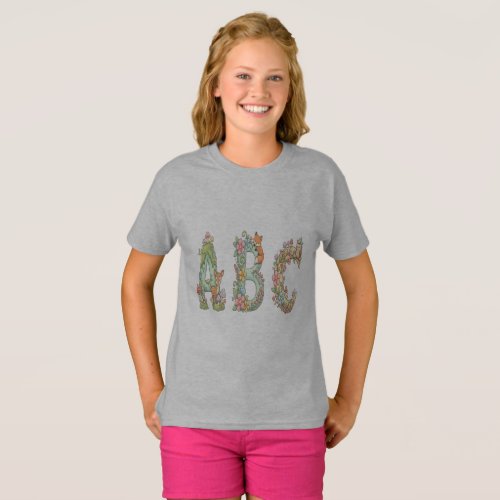 Whimsical Woodland ABC Letters with Cute Animals  T-Shirt