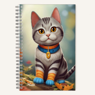 Whimsical Woodland America Shorthair Cat  Notebook