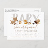 Whimsical Woodland Animals Baby Shower By Mail Invitation Postcard (Front/Back)
