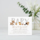 Whimsical Woodland Animals Baby Shower By Mail Invitation Postcard (Standing Front)