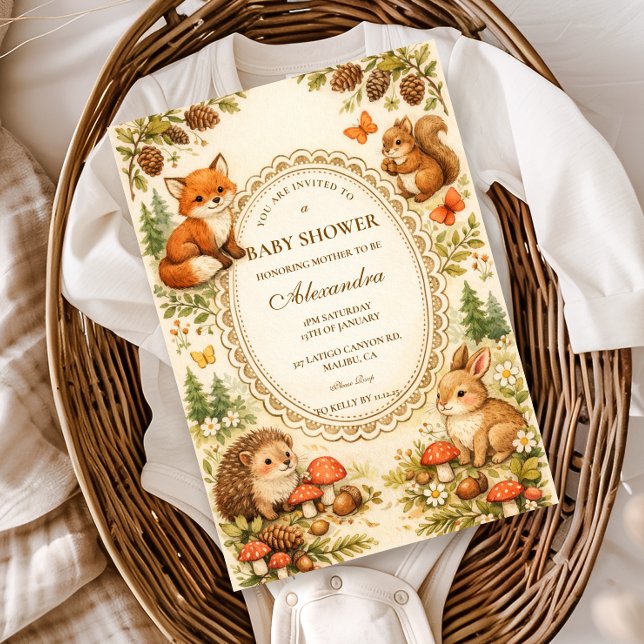 Whimsical Woodland Animals Baby Shower Invitation (Creator Uploaded)