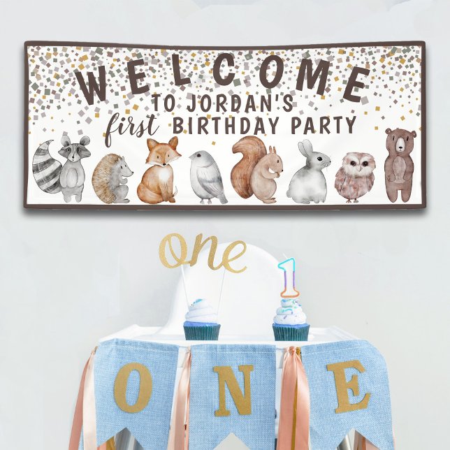 Whimsical Woodland Animals Birthday Welcome Banner (Creator Uploaded)