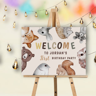 Whimsical Woodland Animals Birthday Welcome Foam Board