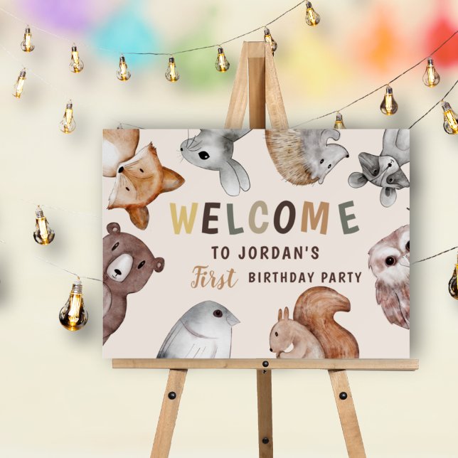 Whimsical Woodland Animals Birthday Welcome Foam Board (Creator Uploaded)