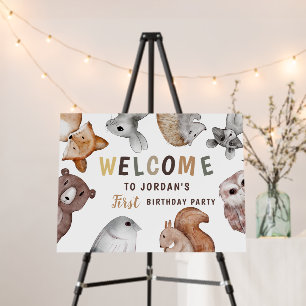 Whimsical Woodland Animals Birthday Welcome Foam Board