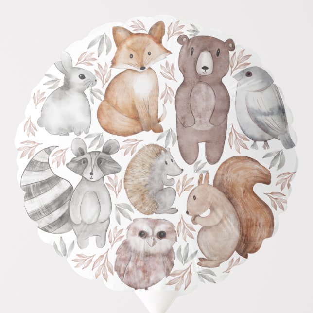 Whimsical Woodland Animals & Foliage  Balloon (Front)