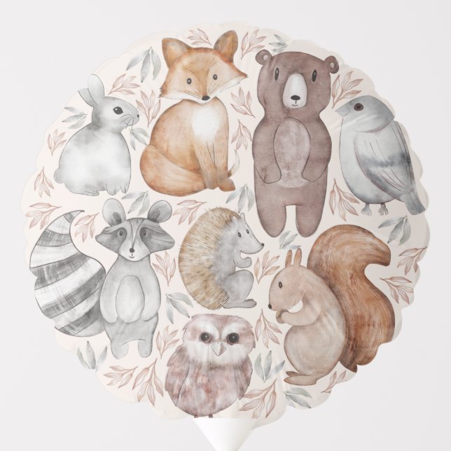 Whimsical Woodland Animals & Foliage  Balloon (Front)