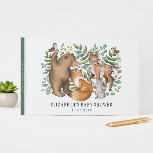 Whimsical Woodland Animals Forest Fable Baby Guest Book