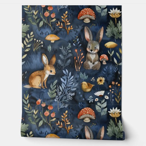 Whimsical Woodland Animals Forest Watercolor Wallpaper