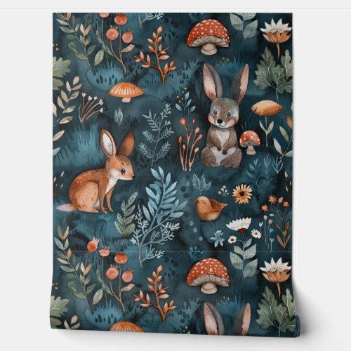 Whimsical Woodland Animals Forest Watercolor Wallpaper