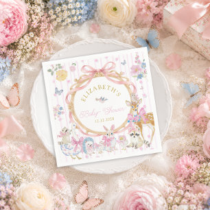 Whimsical Woodland Animals Girl Baby Shower Napkins
