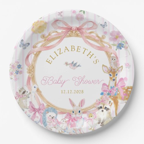 Whimsical Woodland Animals Girl Baby Shower Paper Plates