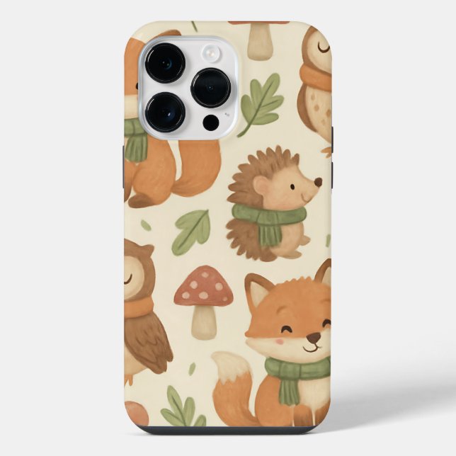 Whimsical Woodland Animals Pattern Iphone Case (Back)