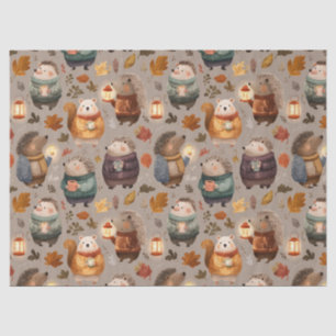Whimsical Woodland Animals Watercolor Fall Leaves Tissue Paper