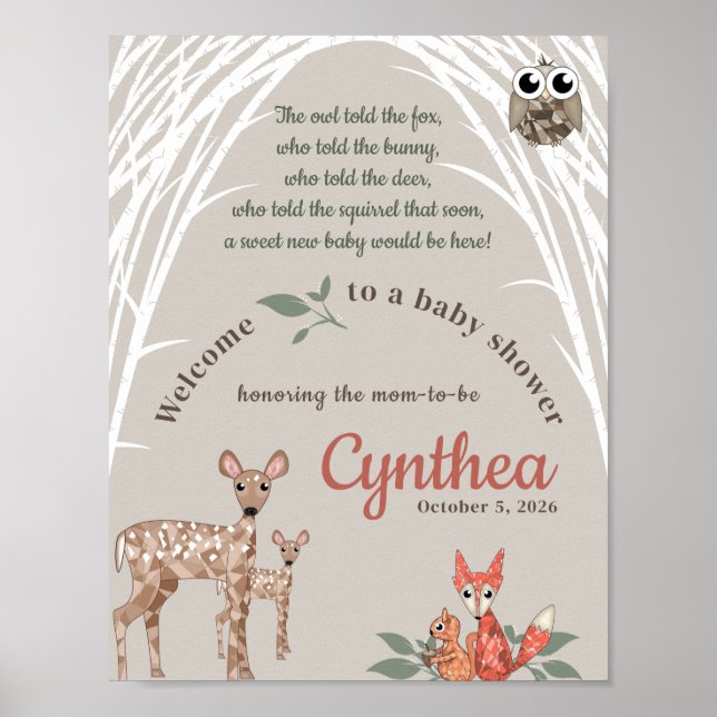 Whimsical Woodland Animals Welcome Sign (Front)
