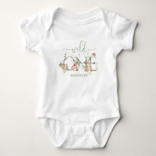 Whimsical Woodland Animals Wild One 1st Birthday Baby Bodysuit