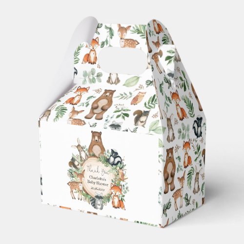Whimsical Woodland Animals Wild One Baby Boy Party Favor Boxes