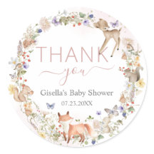 Whimsical Woodland Animals Wildflower Baby Shower