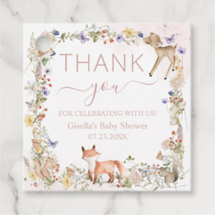 Whimsical Woodland Animals Wildflower Baby Shower Favor Tags