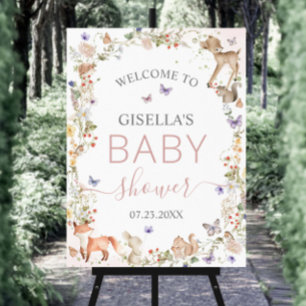 Whimsical Woodland Animals Wildflower Baby Shower  Foam Board