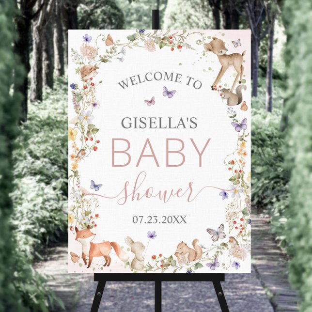 Whimsical Woodland Animals Wildflower Baby Shower  Foam Board (Creator Uploaded)