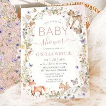 Whimsical Woodland Animals Wildflower Baby Shower