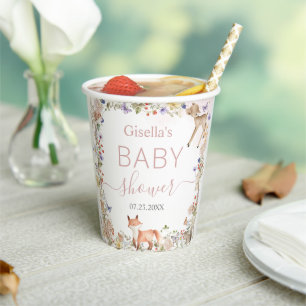 Whimsical Woodland Animals Wildflower Baby Shower Paper Cups