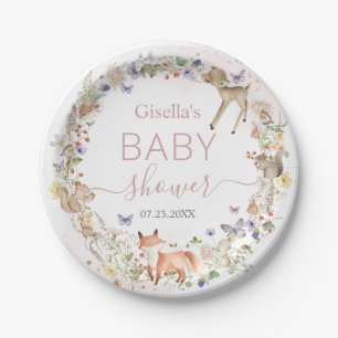 Whimsical Woodland Animals Wildflower Baby Shower  Paper Plates
