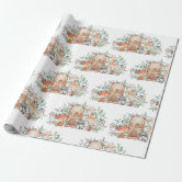 Whimsical Woodland Forest Animals Sage Greenery Wrapping Paper