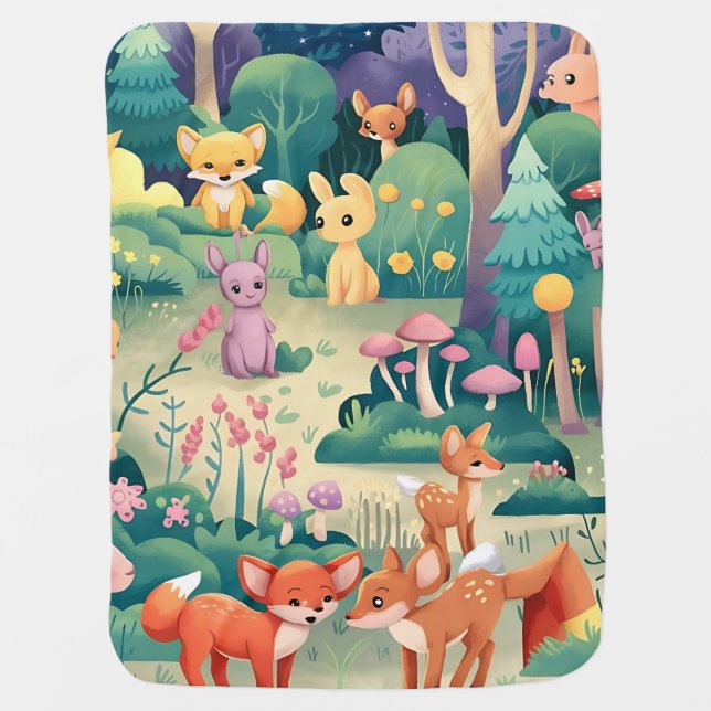 Whimsical Woodland Baby Blanket (Front)