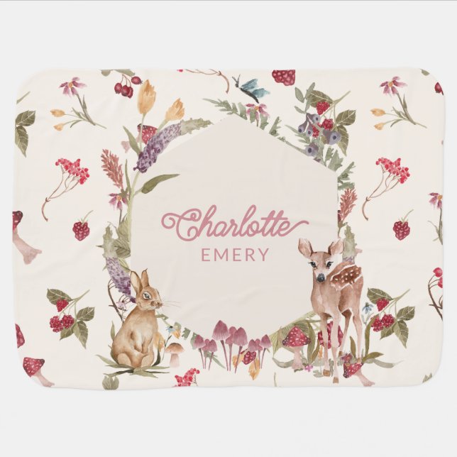Whimsical Woodland Baby Blanket Floral Nursery (Horizontal)