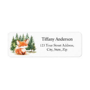 Whimsical Woodland Baby Fox Return Address Label