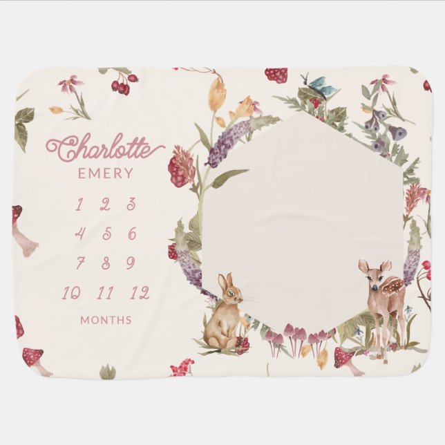 Whimsical Woodland Baby Milestone Blanket (Horizontal)