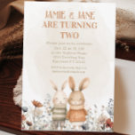 Whimsical Woodland Bunny Twin Double Birthday Invitation<br><div class="desc">Celebrate a twin or double birthday with a whimsical woodland bunny celebration! Watercolor elements give these invites a whimsical feeling. Find matching items in this collection.</div>