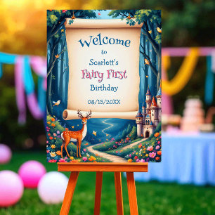 Whimsical Woodland Castle Fairy First 1st Birthday Foam Board