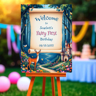 Whimsical Woodland Castle Fairy First 1st Birthday Foam Board